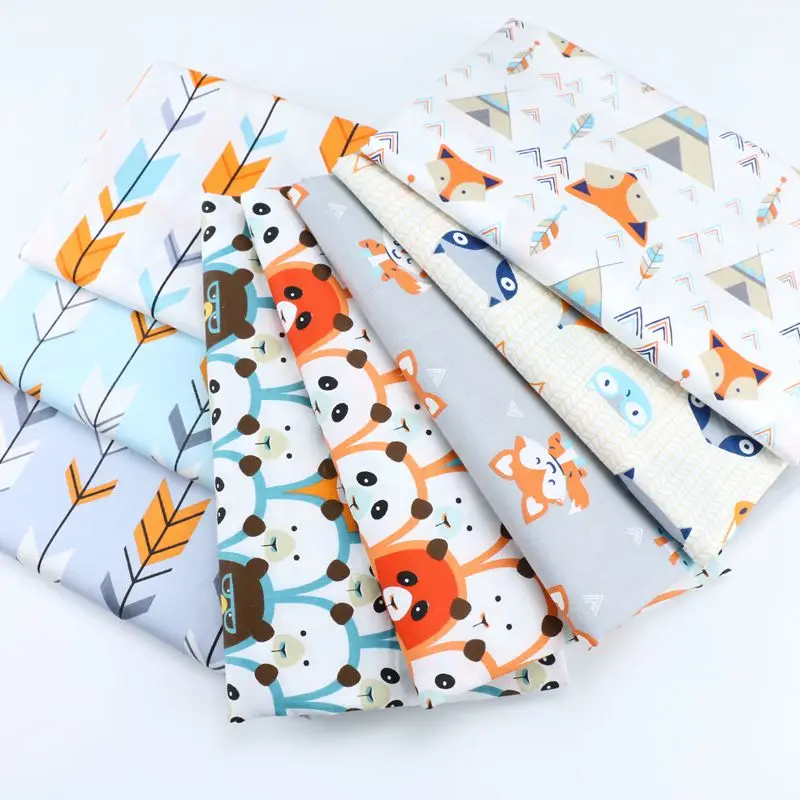 Мультфильм лиса медведь стрелка Хлопок Ткань DIY Швейные Craft лоскутное квилтинга подушку одежда ручной работы платье текстильная ткань Tissus