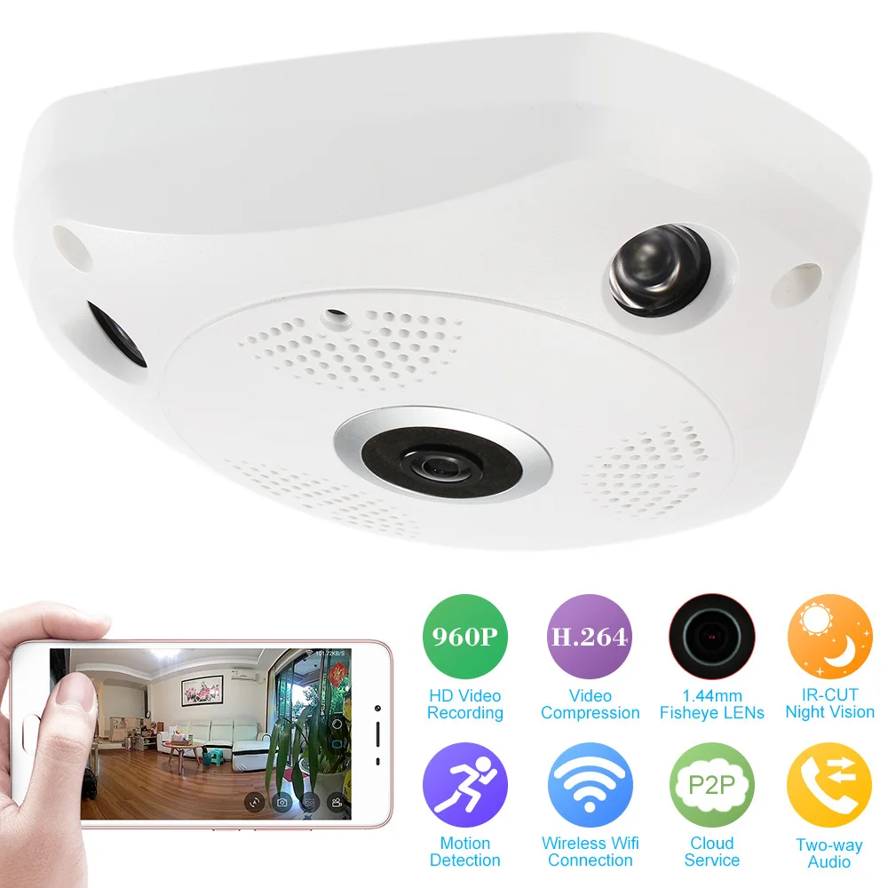 HD 960P 360 градусов беспроводная Wifi VR ip камера полный обзор 1 44 мм объектив рыбий глаз