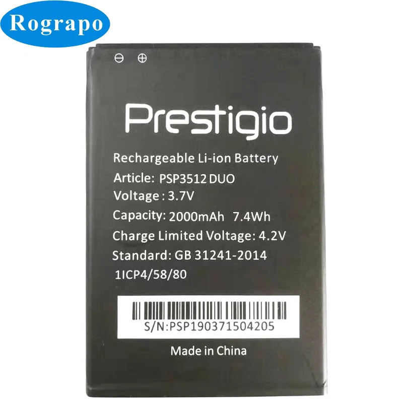 

New 2000mAh Replacement Battery For Prestigio Muze B3 PSP3512 DUO PSP3512DUO Bateria Batterie Cell Phone Batteries