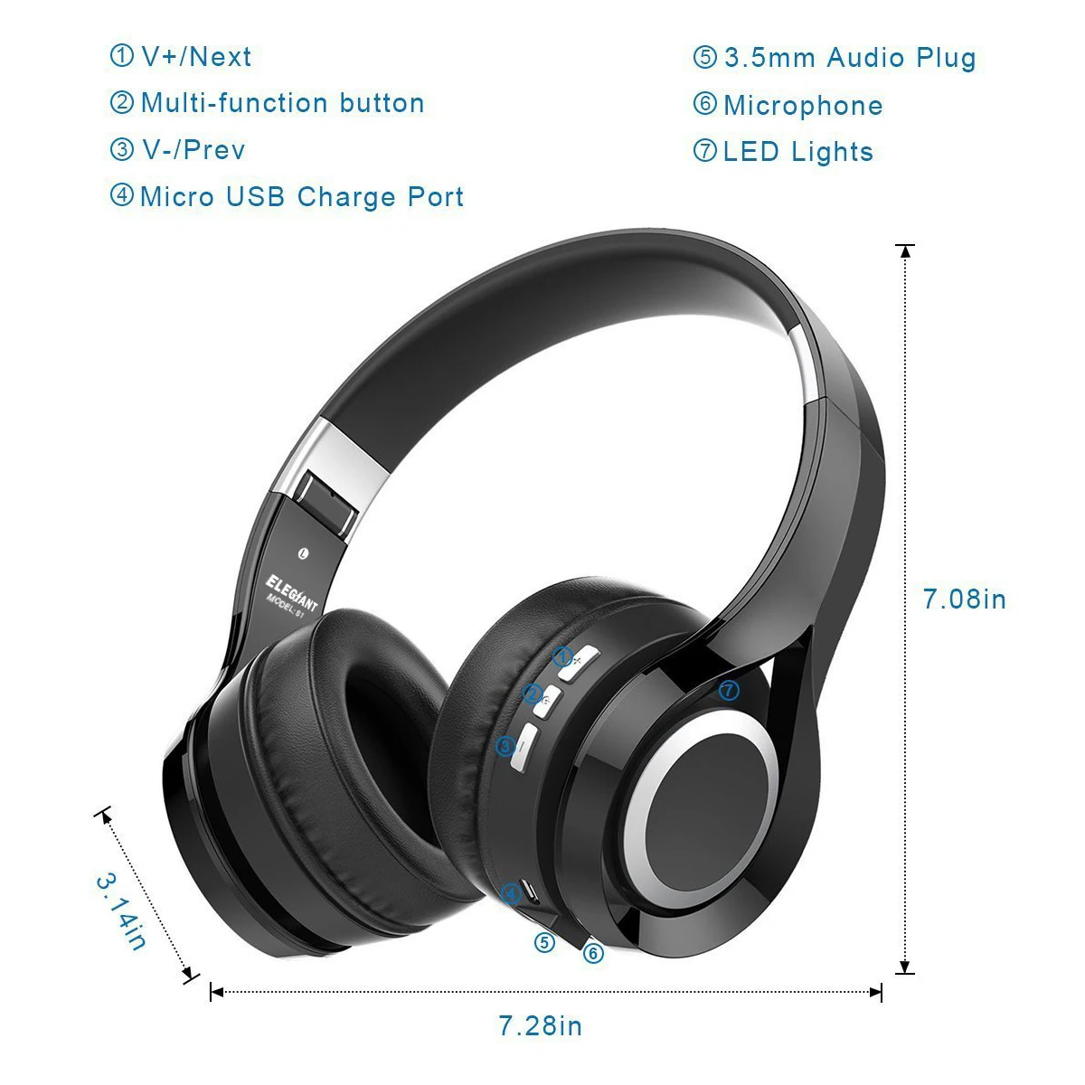 ELEGIANT S1 Hi Fi стерео Беспроводной bluetooth 4 1 комплект наушников для игр складные