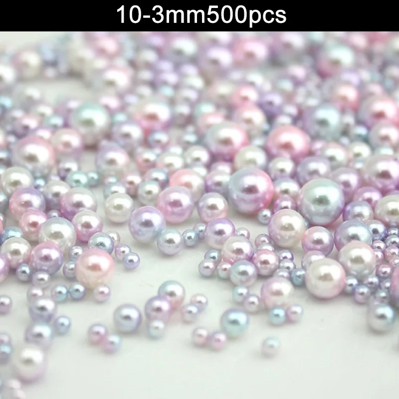 10-3mm 500pcs Смешать радужные Цвет Круглый бисер в виде жемчужин без отверстия бусины DIY ремесло решений для Для женщин MF999 - Цвет: 10-3mm 500pcs