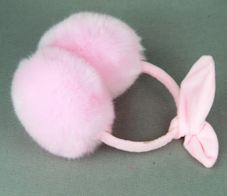 Милые разноцветные наушники с бантом из искусственного кроличьего меха очень