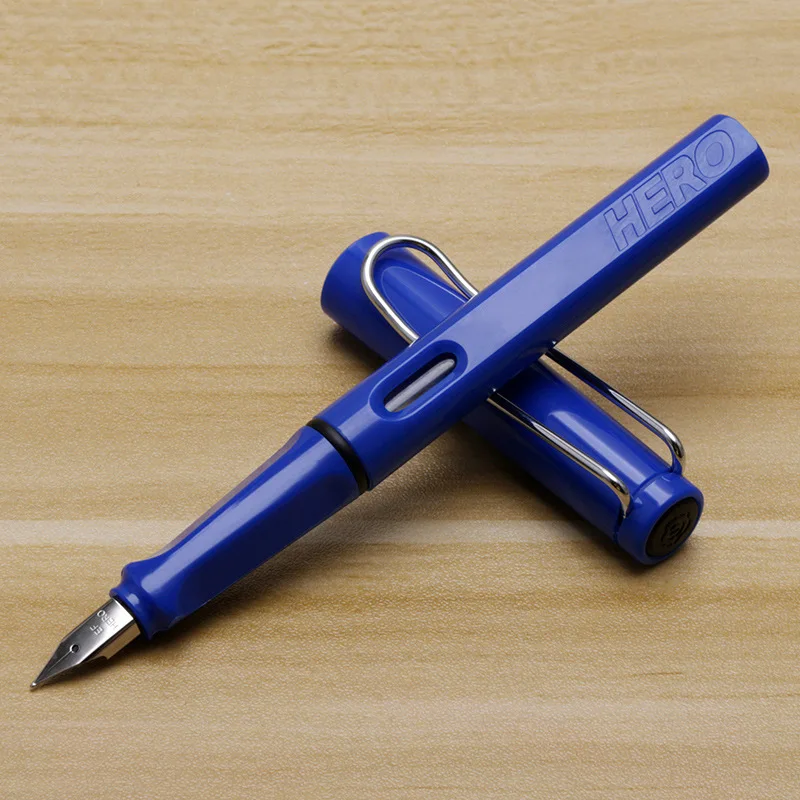 Синий Перьевая ручка Hero с чернилами Iridium F EF Kalem пластиковая коробка для письма Stylo Plume школьные офисные принадлежности стильные товары для рукоделия 359 - Цвет: Синий