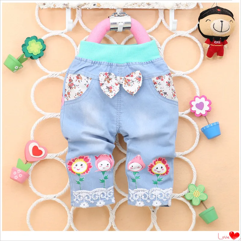 Штаны для маленьких девочек Новинка лета 2018 года Модная Джинсовая одежда до