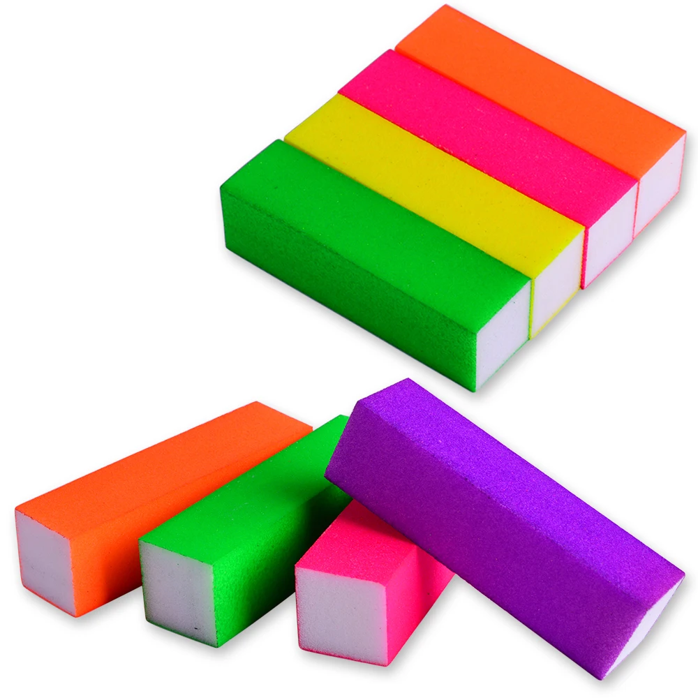 4pcs Nail File Buffer Sanding Sandpaper Sponge Block Gel Varnish Grinding Art UV Polish Colorful Manicure Tool JITR16|Пилки для ногтей