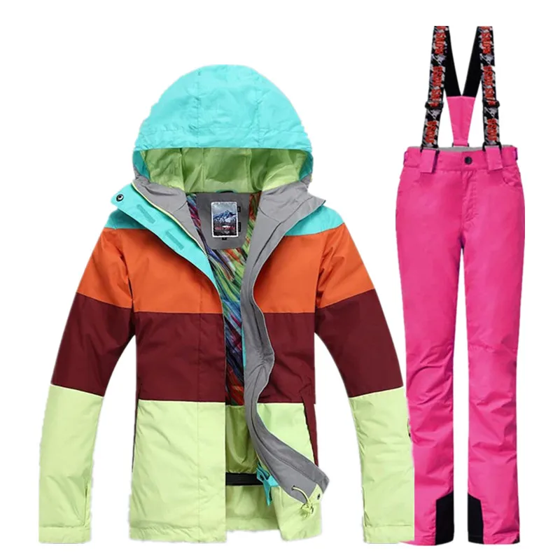 2018 Quality Women's Ski Suit Jacket and Pant Outdoor Female Snowboarding Coat Trousers Scrawl Set Women | Спорт и развлечения