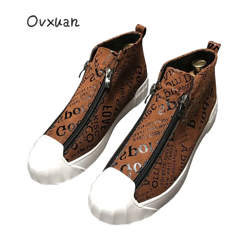 Шоколад OVXUAN/; спортивные лоферы с высоким берцем; мужские роскошные брендовые уличные кроссовки ручной работы с тотемом; модные вечерние мужские модельные туфли - Цвет: Шоколад