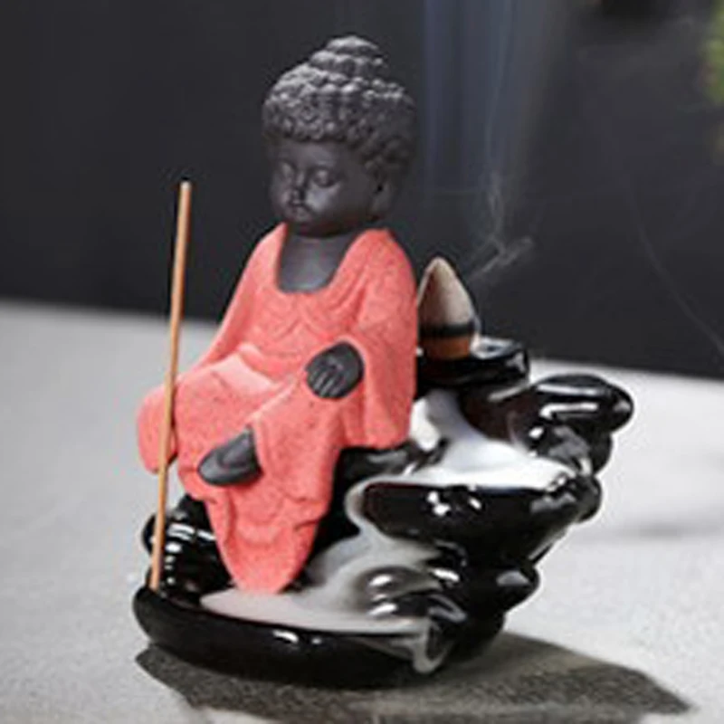 Горелка для благовоний Sit stone Buddha черная глазурь украшение гостиной конусная