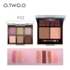 02 O. TWO. O 2 слоя 6 цветов матовые тени для век Палитра+ 2 цвета румяна хайлайтер Румяна для лица Контур Макияж TSLM2 - Цвет: 02