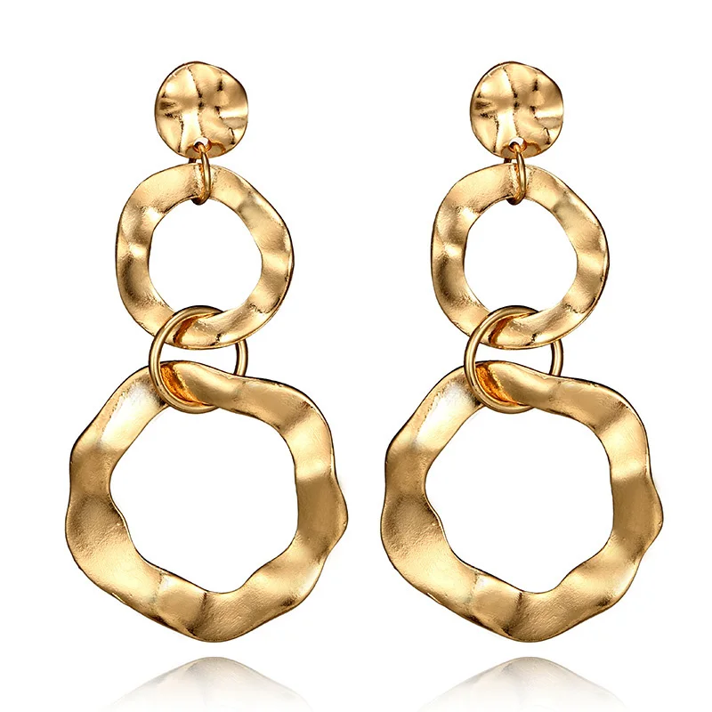 Массивные модные геометрические большие висячие серьги в стиле панк-рок для