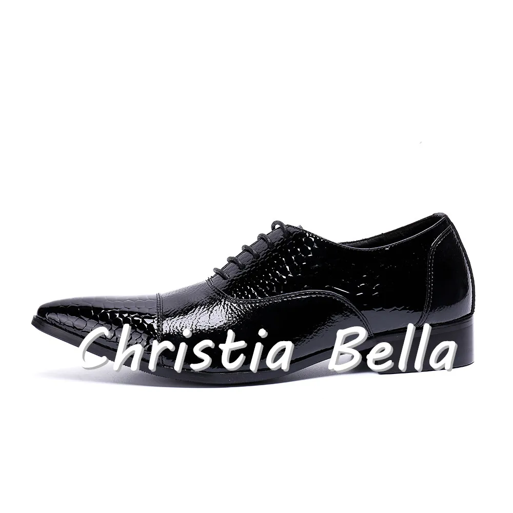 Christia Bella черные мужские туфли для торжественного случая с острым носком