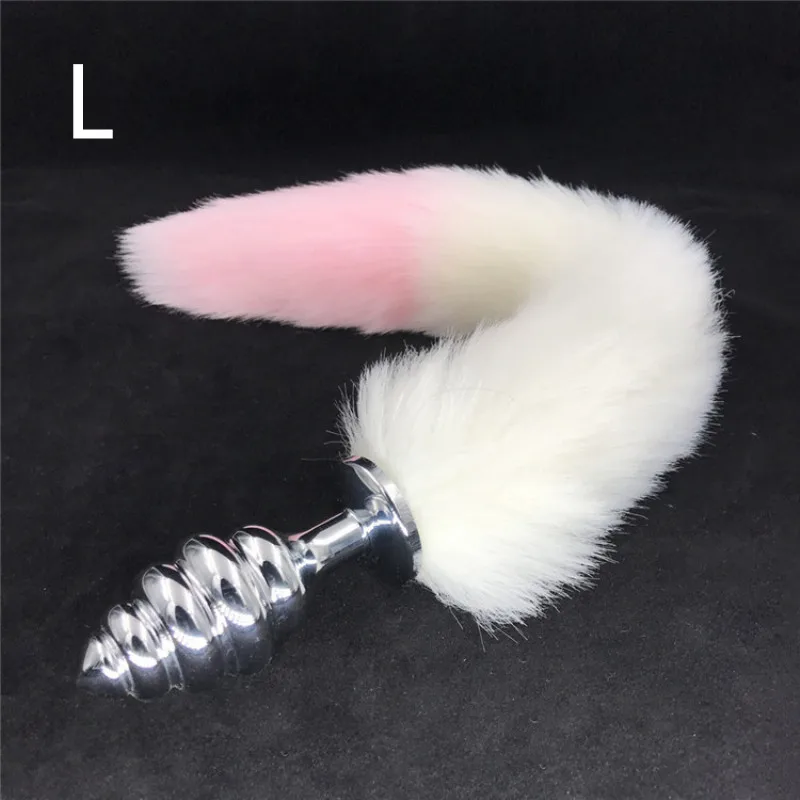 Анальная пробка из нержавеющей стали лисий хвост анус расширители белый розовый