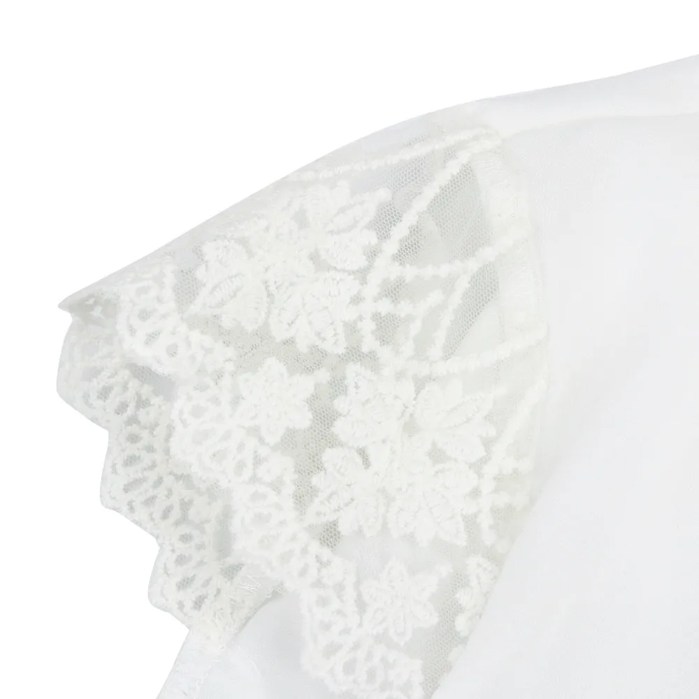 

Women Casual Chiffon Short Sleeve Splice Lace Top Blouse
