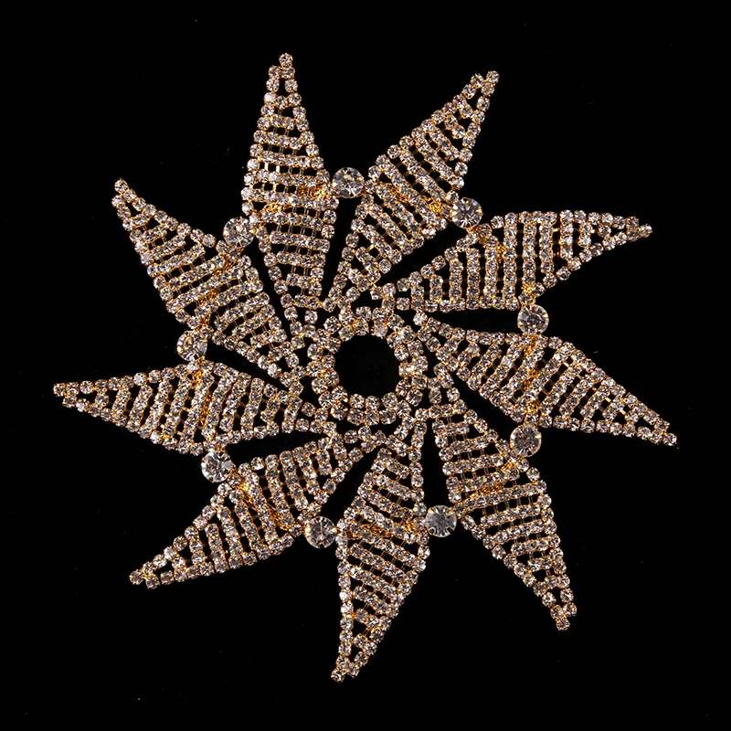 13*13cm Gold And Silver Colour Polygon Crystal DIY Wedding Evening Dress Sewing On Rhinestone Applique | Дом и сад