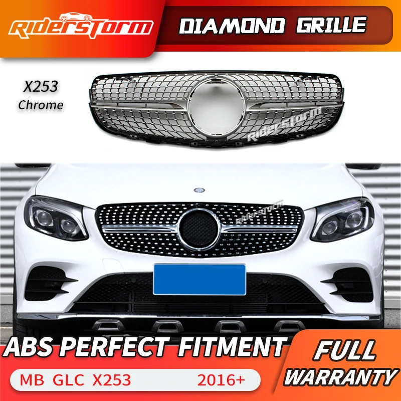 Для X253 Алмазная решетка передний гриль для GLC GLC200 GLC250 GLC300 Sport glC450 GLC63 ABS|Гоночные