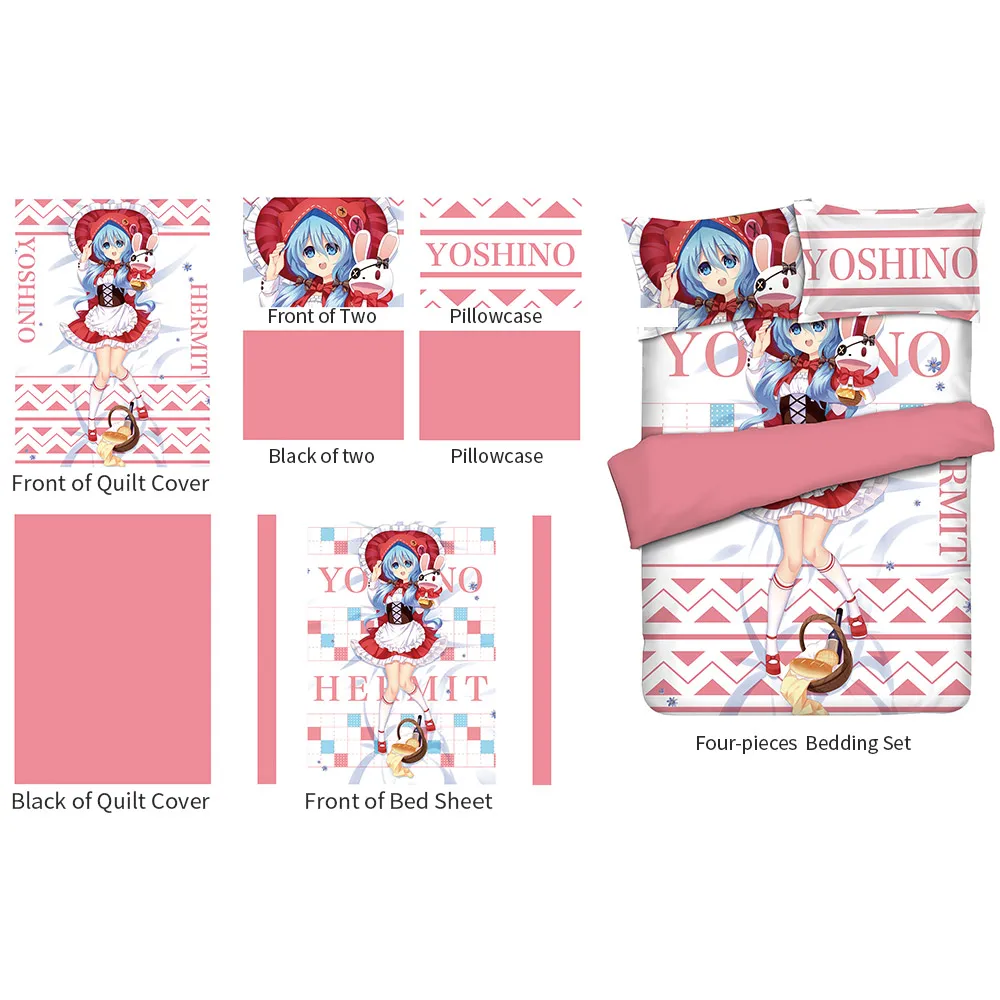 

JK Anime DATE A LIVE Yoshino Hermit Cosplay Comforter Bedding Set Bed Costume Little Red Riding Hood Style Washable Home Decor