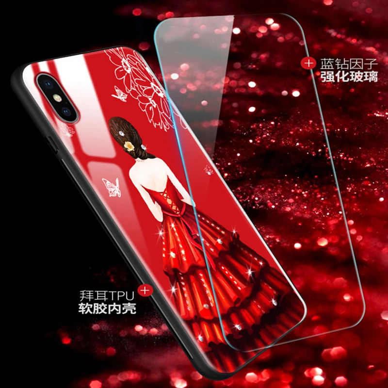 For iphone X case iX tempered glass hard phone back cover iphoneX cases 10 protective coque 5.8&quot | Мобильные телефоны и