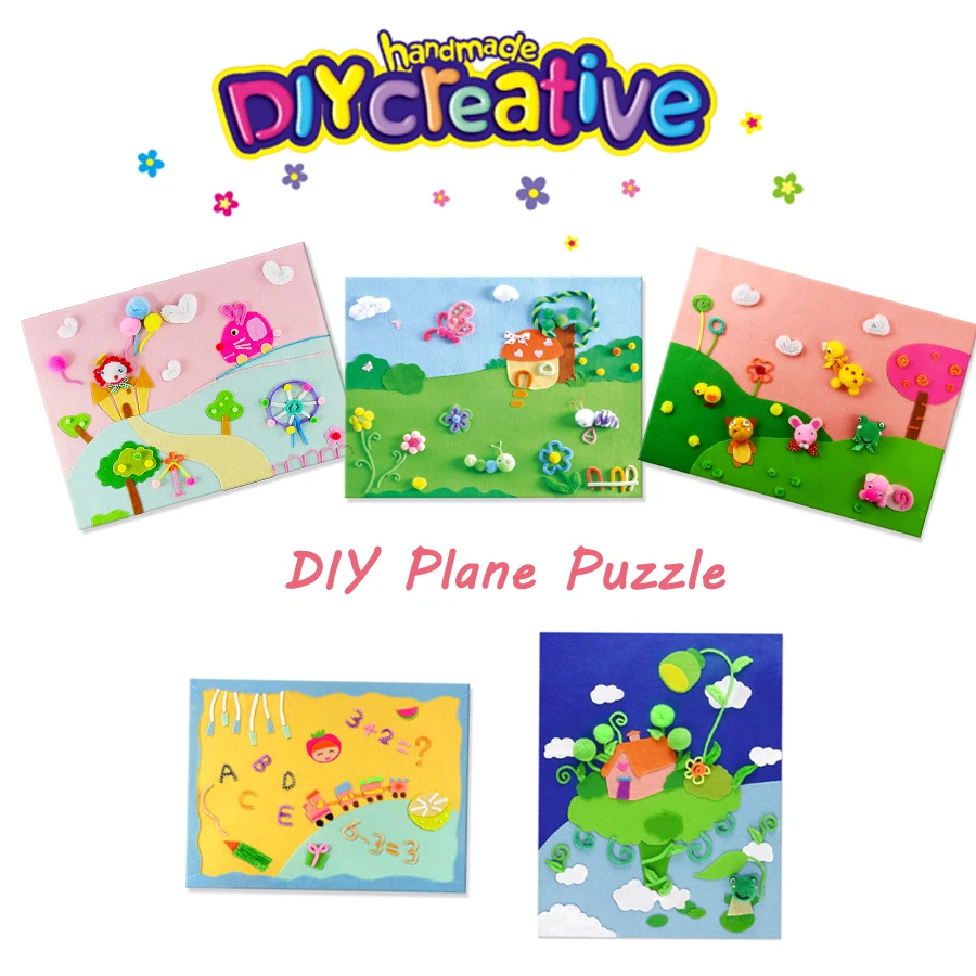 Craft Toys Handmade DIY Plane Puzzle Fabric 45x36CM Creative Non-woven Picture 3D Cartoon Sticker Crafts For kids | Игрушки и хобби