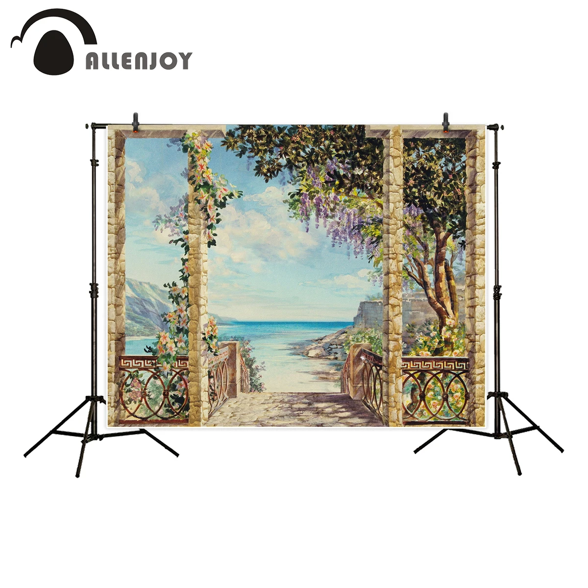 Фон для фотосъемки Allenjoy пейзаж акварель морской терраса фон фотостудии новый