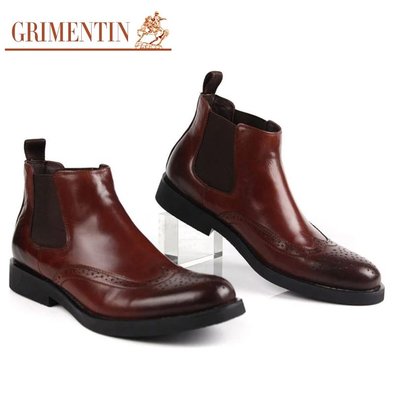 GRIMENTIN/брендовые роскошные мужские ботильоны из натуральной кожи удобная мужская