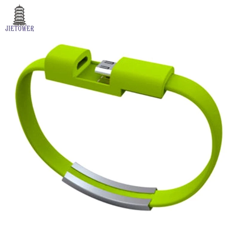 100 шт./лот портативный мини короткий плоский браслет на запястье ободок Micro USB
