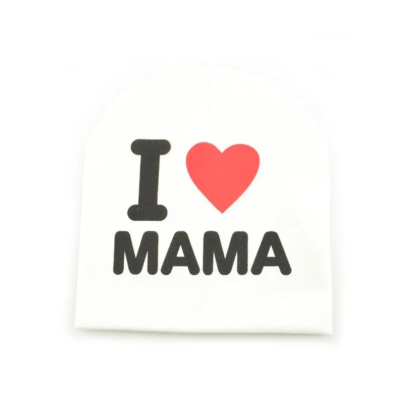 style2 White MAMA Шапочка для новорожденного, для малыша, для младенцев, для маленьких мальчиков и девочек, хлопковая шапка с принтом «I Love mama», зимние шапки для маленьких девочек, детские вязаные шапочки, шапка - Цвет: style2 White MAMA