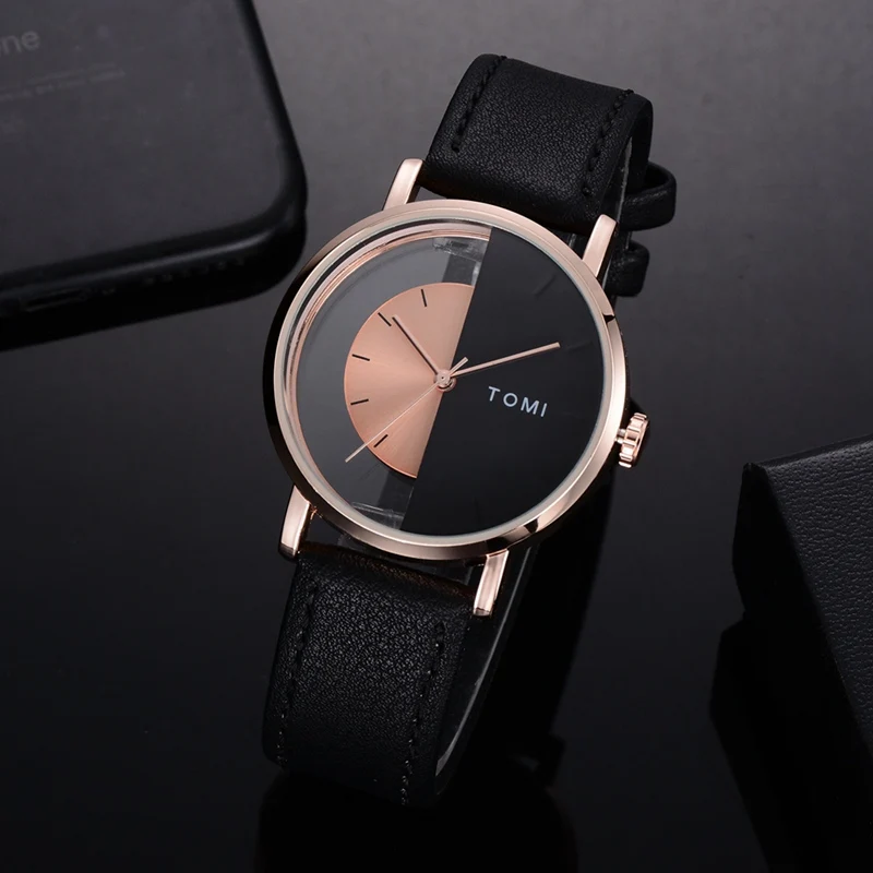 Tomi мужские часы Топ бренд класса люкс для мужчин бизнес Спорт кожаный ремешок