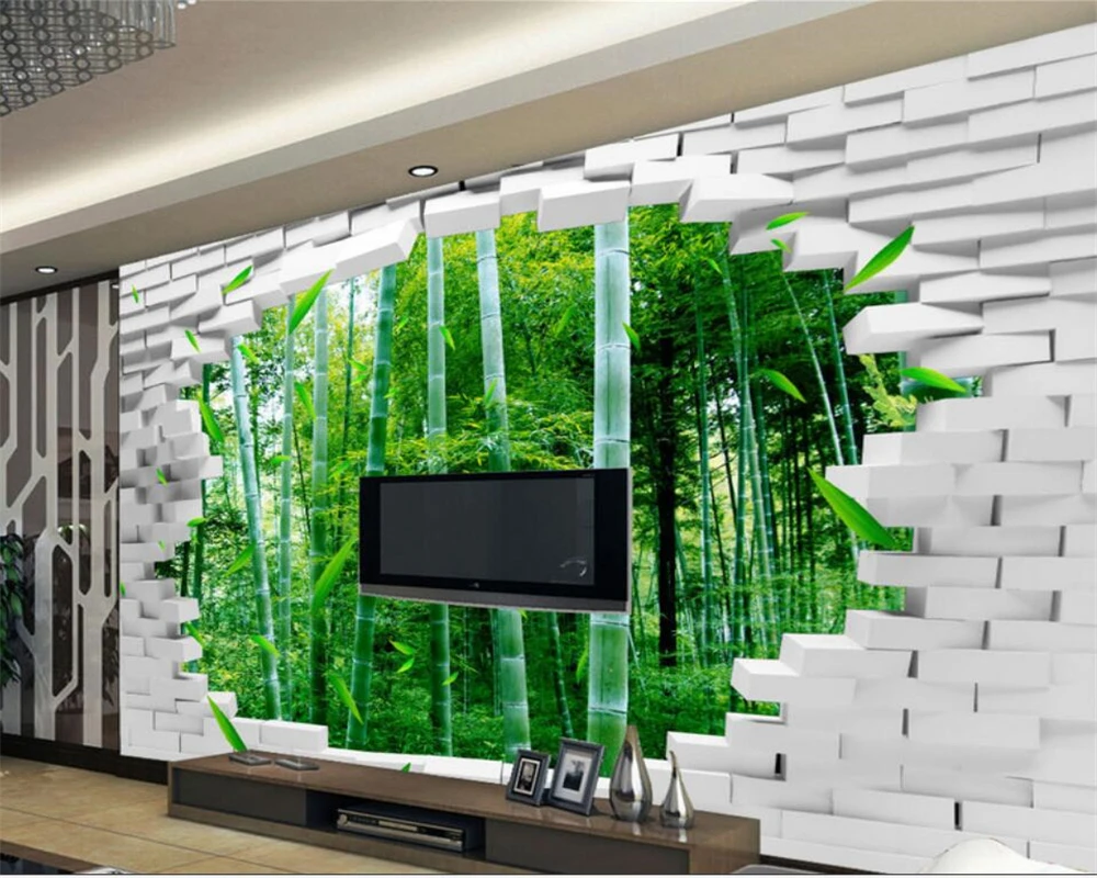

3d обои, 3D обои, 3d обои на заказ, кирпичная стена, Бамбуковая стена, декоративная настенная роспись за телевизор, обои для гостиной