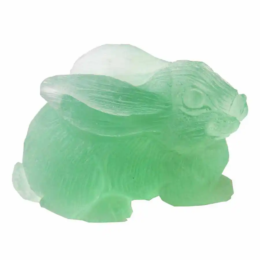 green fluorite Валуолан натуральный флюорит кролик Хрустальная Фигурка резная кварцевая статуя Исцеление Рейки медитация подарки чакра камни лечебные - Цвет: green fluorite