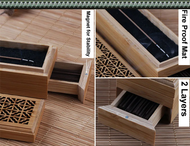 Бамбуковая курильница подставка для ароматических палочек с ящиком Joss-stick Box полый ароматерапия Zen лежа курильница для дома и офиса Чайный домик