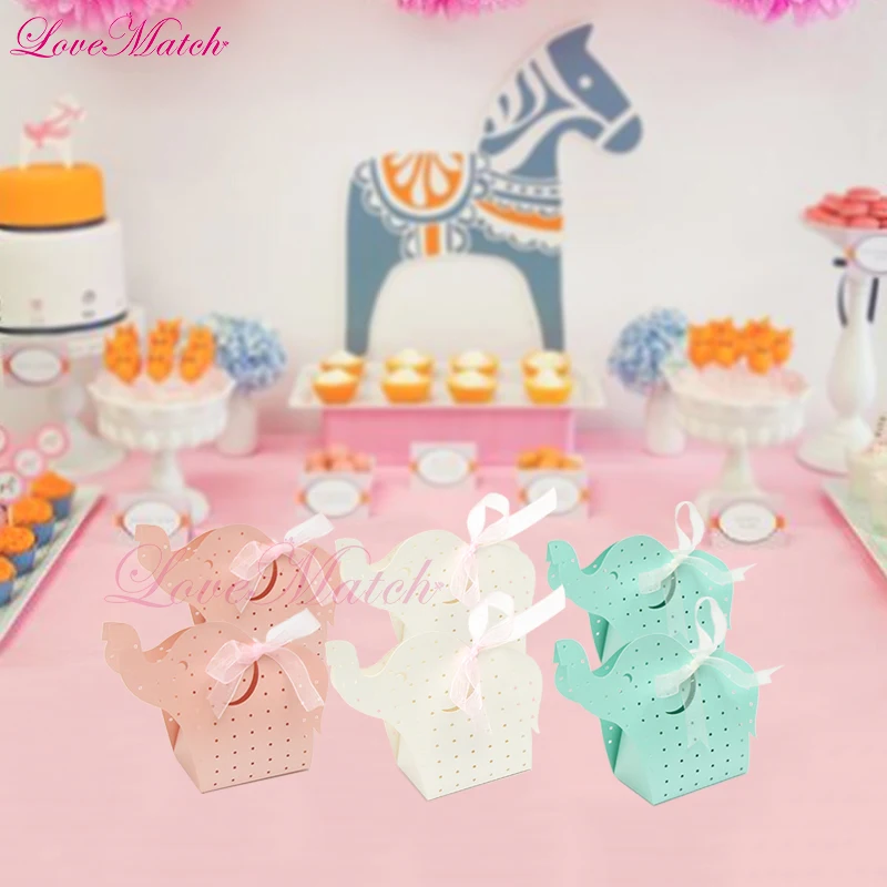 

50pcs Cartoon Animal Elephant Design Candy Box Baby Shower Birthday Party Decorations Kids Wedding Decoration Party Suppllies