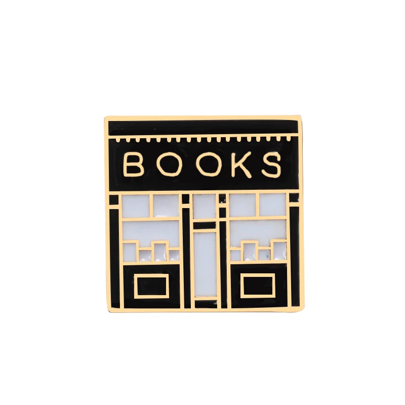bookstore Заколки и броши в виде темной ведьмы, колдовство, металлические книги, стакан, бумажный кран, эмалированный лацкан, булавка, рюкзак, шляпа, значок, ювелирные изделия для женщин и мужчин - Окраска металла: bookstore