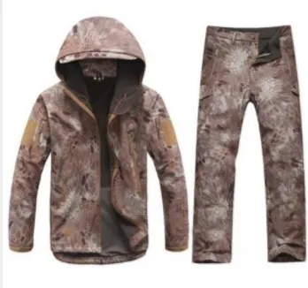 8 77City Killer Tactical Uniform Softshell Camouflage Jacket+Pants Army Windbreaker Waterproof Hunting Clothes Combat Military Set - Color: 8
