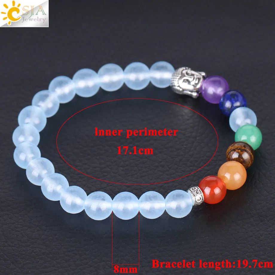 CSJA натуральный драгоценный камень 7 Чакр Йога синие браслеты Будды для женщин