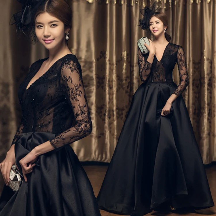 Robe De Soiree Длинные рукава бургундские Длинные вечерние платья длина до пола Винтажный кружевной топ дешевые платья для выпускного вечера