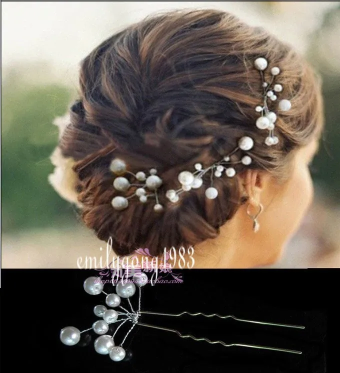 

12 Pcs Wedding Bridal White Pearl Flower Hair Pin Hair Accessory SP-805
