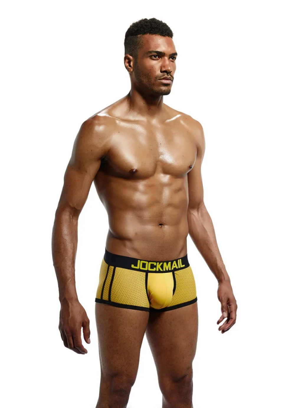 JOCKMAIL Брендовое нижнее белье, боксеры для мужчин, дышащие сетчатые мужские боксеры, мужские трусы, сексуальные трусы с мешочком для пениса, мужские трусы
