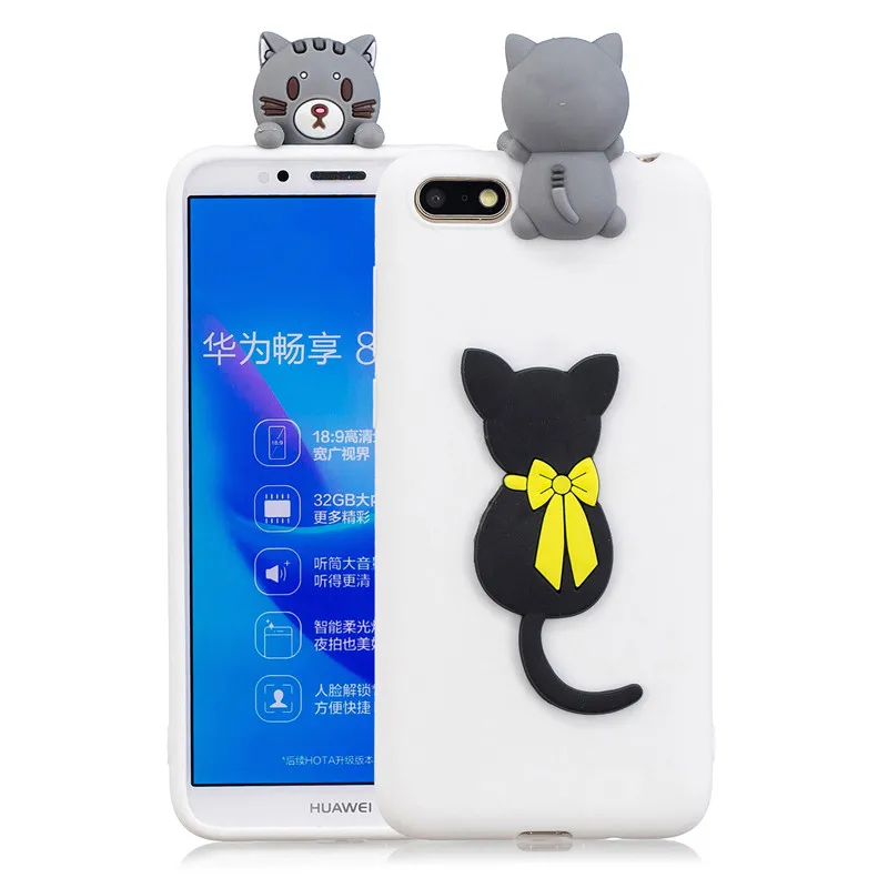 3D Мягкий Силиконовый ТПУ чехол для Huawei Y7 2018 Capa прекрасные Мультяшные чехлы с