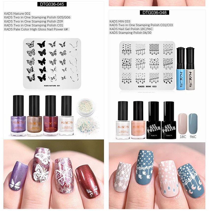 KADS Nail Art штампованные пластины природа Мода серии шаблоны для стемпинга рисунки для маникюра Лак для стемпинга трафарет для штамповки