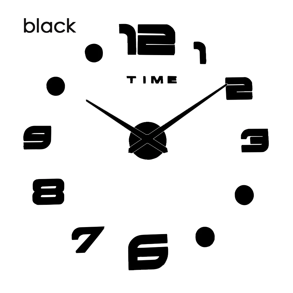 wall clock black Светящиеся креативные новые настенные часы Horloge Murale Diy 3d акриловая наклейка для зеркала большая домашняя кварцевая игла Современная Дези - Цвет: wall clock black