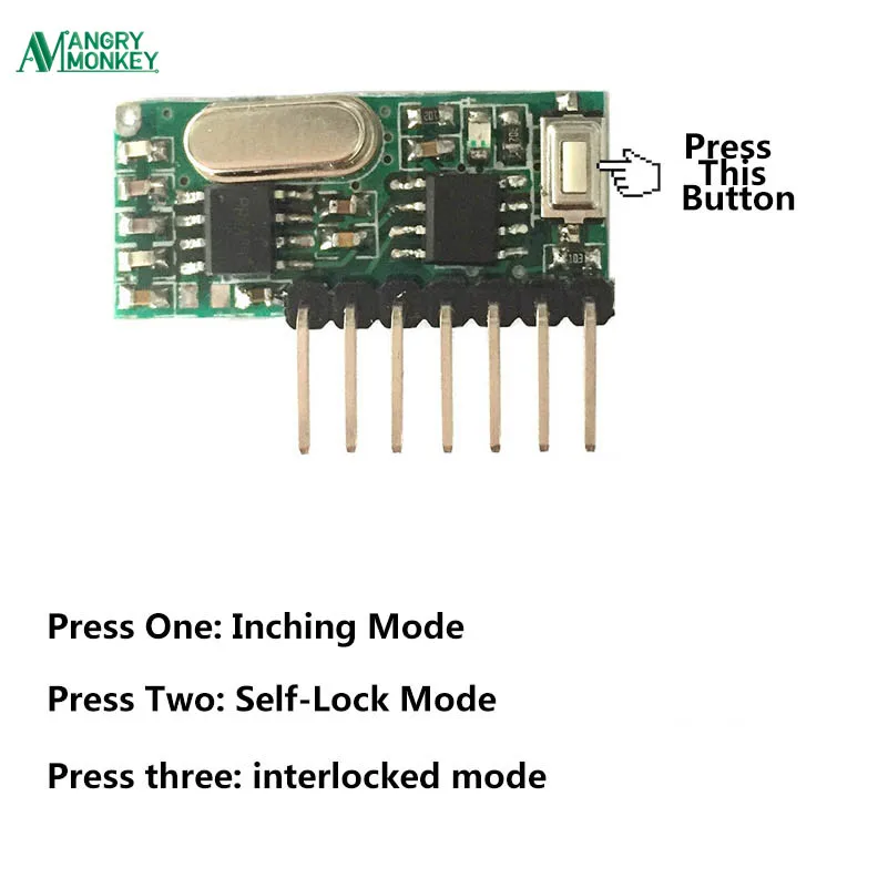 5 шт. 433 МГц RF приемник обучающий код декодера модуль Беспроводной 4 канальный