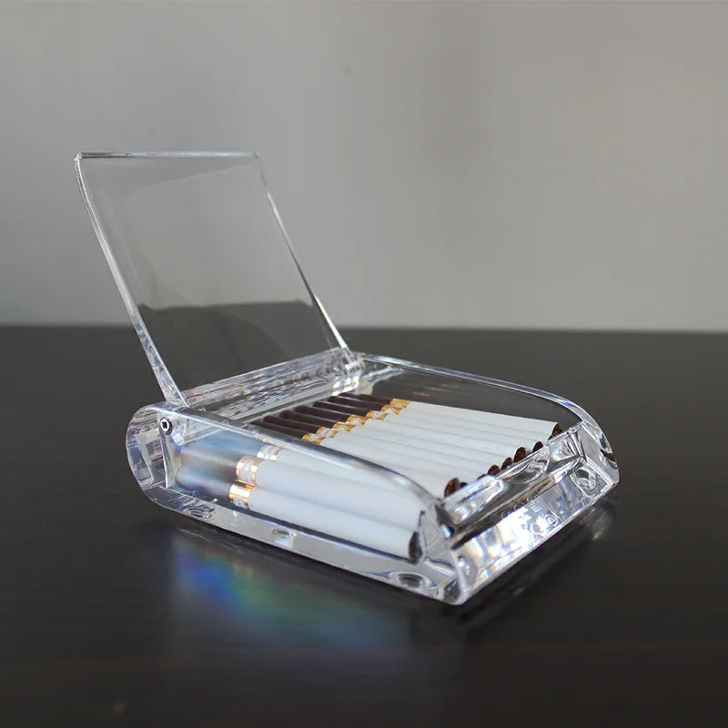 Креативный акриловый прозрачный Кристальный флип-портсигар DIY 20 палочек из хлопка банка для ватных дисков пылезащитный Многофункциональный тонкий дымчатый чехол - Цвет: Transparent