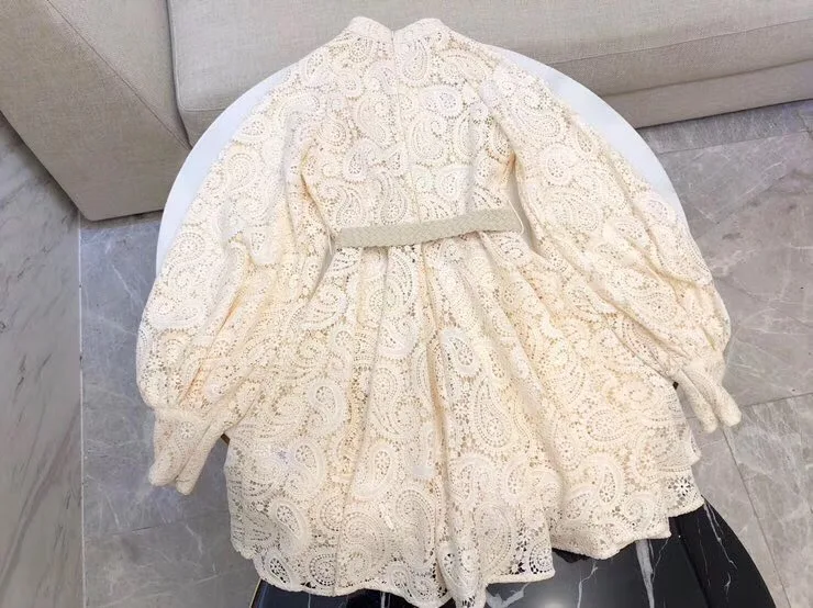 woman ladies fashion lace lantern long sleeve dress