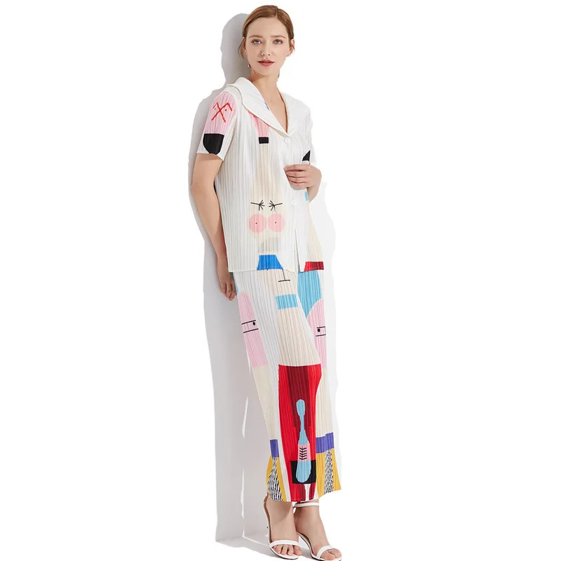 Женский комплект со штанами LANMREM рубашка с отложным воротником и прямые