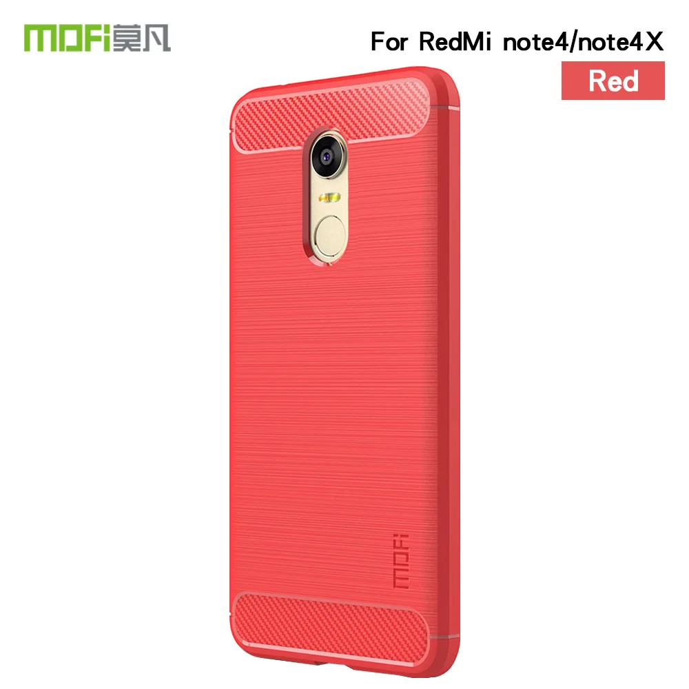 Red Mofi чехол для телефона для Xiaomi Redmi Note 4 чехол ультра тонкий углеродное волокно Мягкая силиконовая задняя накладка из ТПУ чехол Redmi Note 4X - Цвет: Red