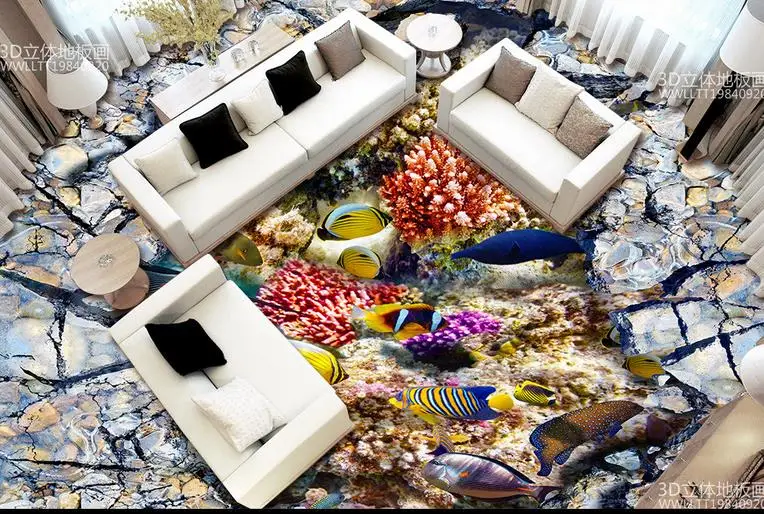 3d фрески для пола Звукопоглощающая Панель напольная плитка водонепроницаемые