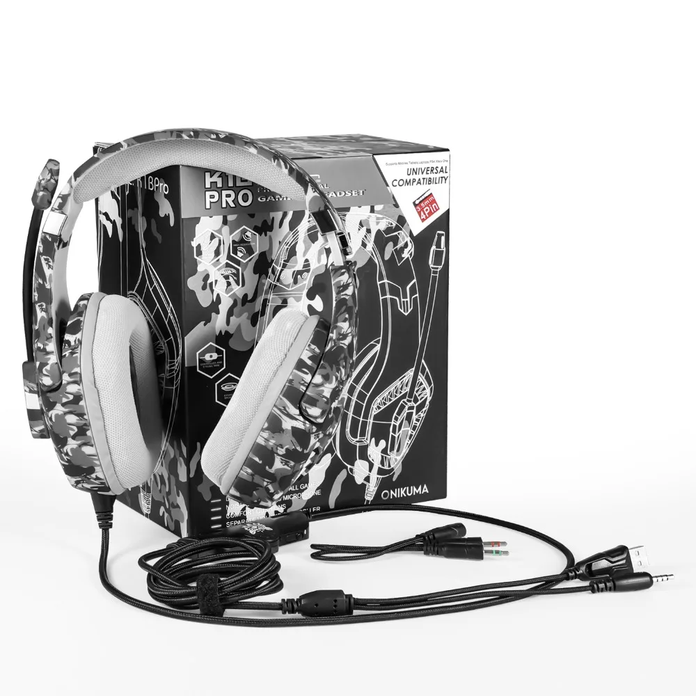 ONIKUMA K1 Pro Camouflage Grey Gaming Headset Headphones Game Earphones Casque with Mic for PC Mobile Phone Xbox One Tablet | Электроника