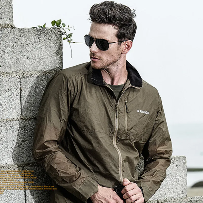 Мужская Легкая кожаная куртка с защитой от солнца и УФ лучей 5 цветов|skin jacket|uv