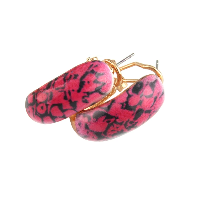 Serpentine red NeeFu WoFu печати серьги красный со змеиным принтом серьги для женщины металлические кольца уха большой wholesal Brinco аксессуары Oorbellen - Окраска металла: Serpentine red