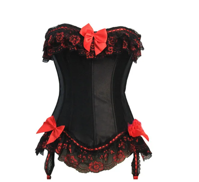 Сексуальное бюстье с косточками и бантиками корсет платье баской женские